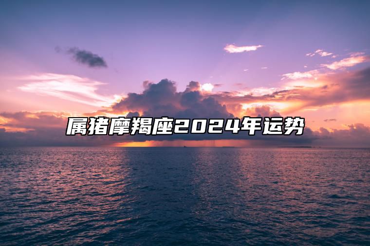 属猪摩羯座2024年运势 属猪摩羯座2024年运势怎么样