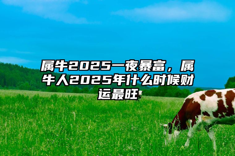 属牛2025一夜暴富，属牛人2025年什么时候财运最旺 属牛的人2025年的运势及运程