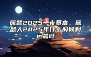 属鼠2025一夜暴富，属鼠人2025年什么时候财运最旺 属鼠人2025年的命运