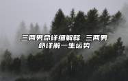 三两男命详细解释 三两男命详解一生运势