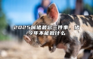 2025属猪最忌三件事，猪今年不能做什么 属猪的今年能做生意吗