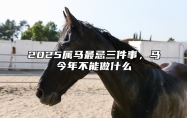 2025属马最忌三件事，马今年不能做什么 2025年属马人