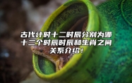 古代计时十二时辰分别为哪十二个时辰？时辰和生肖之间关系介绍！