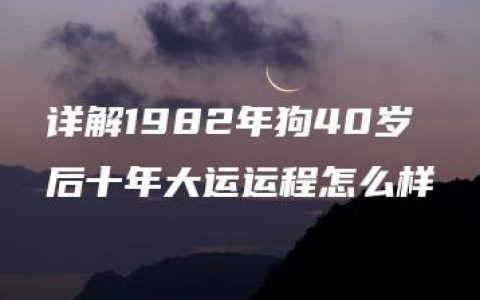 详解1982年狗40岁后十年大运运程怎么样