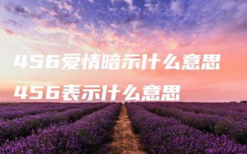 456爱情暗示什么意思 456表示什么意思