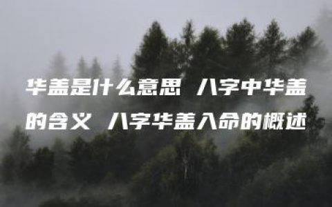 华盖是什么意思 八字中华盖的含义 八字华盖入命的概述