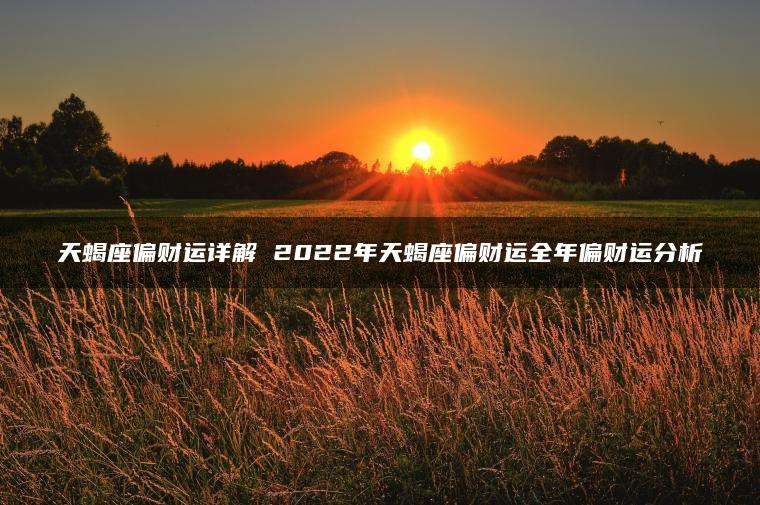天蝎座偏财运详解 2022年天蝎座偏财运全年偏财运分析