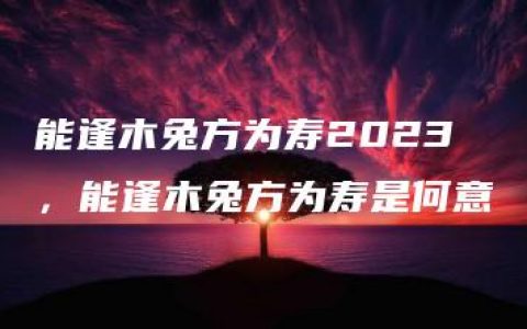 能逢木兔方为寿2023，能逢木兔方为寿是何意