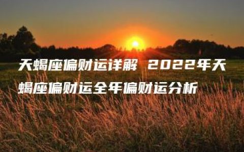 天蝎座偏财运详解 2022年天蝎座偏财运全年偏财运分析