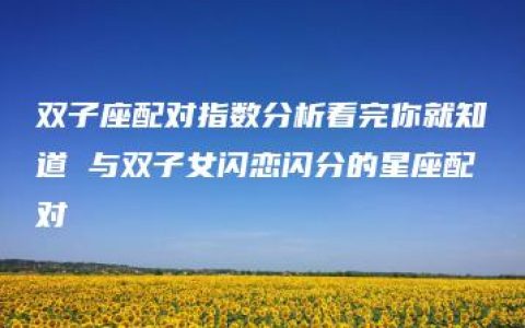 双子座配对指数分析看完你就知道 与双子女闪恋闪分的星座配对
