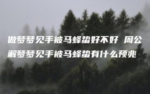 做梦梦见手被马蜂蛰好不好 周公解梦梦见手被马蜂蛰有什么预兆