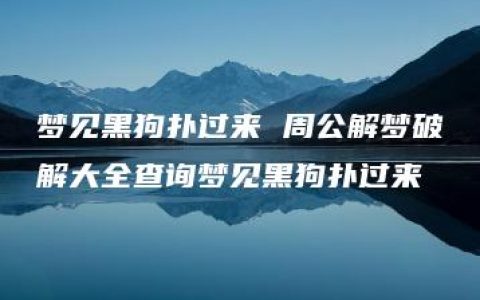 梦见黑狗扑过来 周公解梦破解大全查询梦见黑狗扑过来