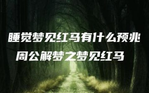 睡觉梦见红马有什么预兆 周公解梦之梦见红马