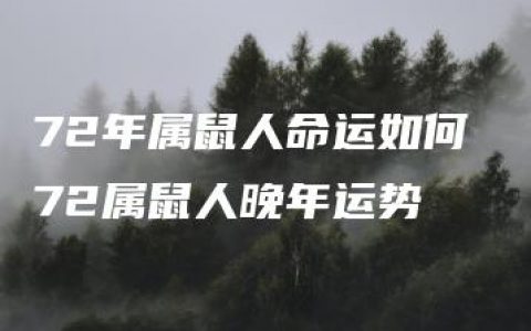 72年属鼠人命运如何 72属鼠人晚年运势