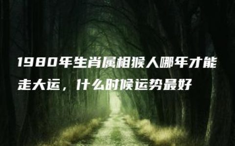 1980年生肖属相猴人哪年才能走大运，什么时候运势最好