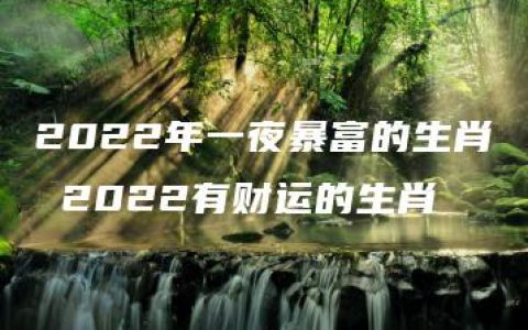 2022年一夜暴富的生肖 2022有财运的生肖