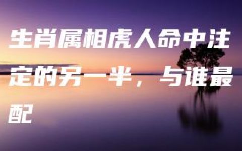 生肖属相虎人命中注定的另一半，与谁最配