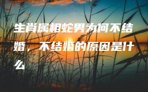 生肖属相蛇男为何不结婚，不结婚的原因是什么