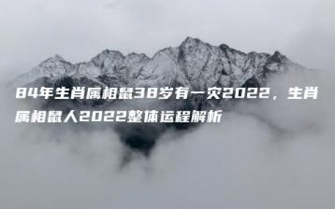 84年生肖属相鼠38岁有一灾2022，生肖属相鼠人2022整体运程解析