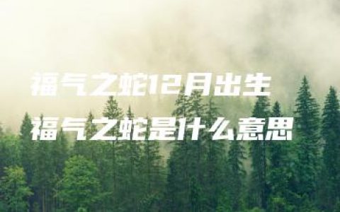 福气之蛇12月出生  福气之蛇是什么意思