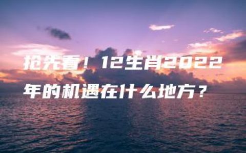 抢先看！12生肖2022年的机遇在什么地方？