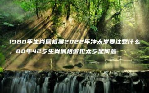 1980年生肖属相猴2022年冲太岁要注意什么，80年42岁生肖属相猴犯太岁是何意