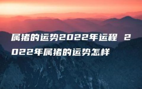 属猪的运势2022年运程 2022年属猪的运势怎样