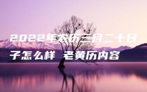 2022年农历三月二十日子怎么样 老黄历内容