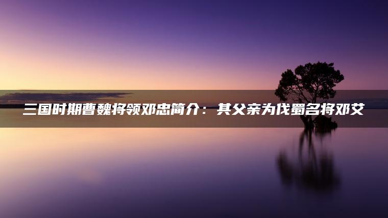 三国时期曹魏将领邓忠简介：其父亲为伐蜀名将邓艾