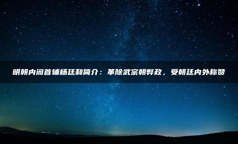 明朝内阁首辅杨廷和简介：革除武宗朝弊政，受朝廷内外称赞