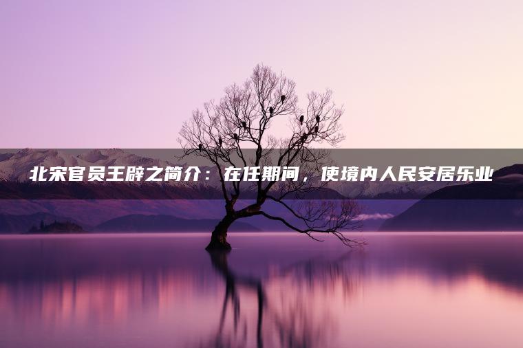 北宋官员王辟之简介：在任期间，使境内人民安居乐业