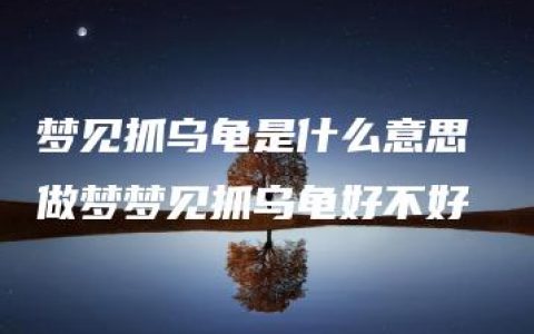 梦见抓乌龟是什么意思 做梦梦见抓乌龟好不好