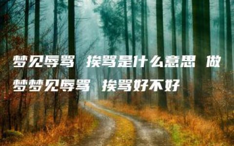 梦见辱骂 挨骂是什么意思 做梦梦见辱骂 挨骂好不好