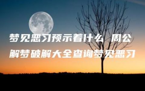 梦见恶习预示着什么 周公解梦破解大全查询梦见恶习