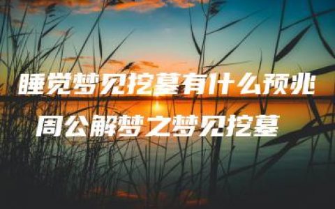 睡觉梦见挖墓有什么预兆 周公解梦之梦见挖墓