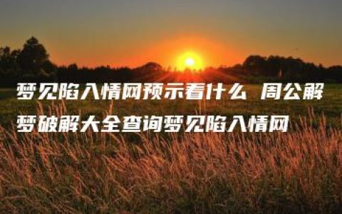 梦见陷入情网预示着什么 周公解梦破解大全查询梦见陷入情网