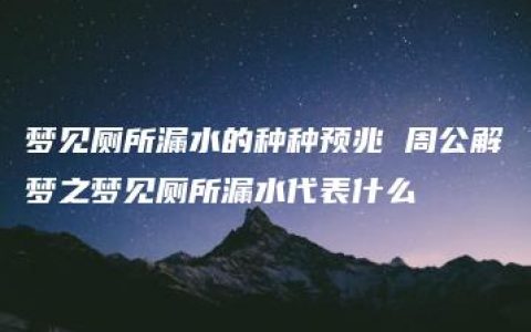 梦见厕所漏水的种种预兆 周公解梦之梦见厕所漏水代表什么