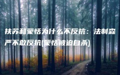 扶苏和蒙恬为什么不反抗：法制森严不敢反抗(蒙恬被迫自杀)