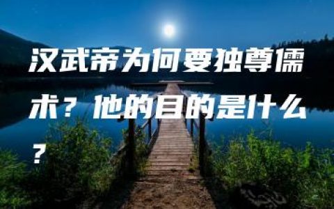 汉武帝为何要独尊儒术？他的目的是什么？