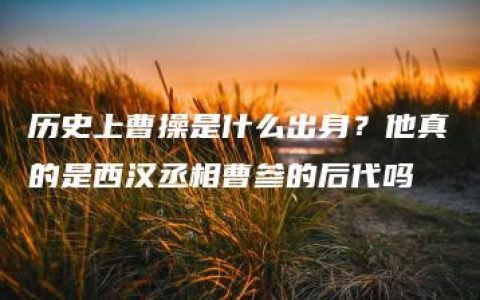 历史上曹操是什么出身？他真的是西汉丞相曹参的后代吗