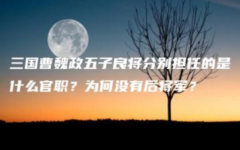 三国曹魏政五子良将分别担任的是什么官职？为何没有后将军？