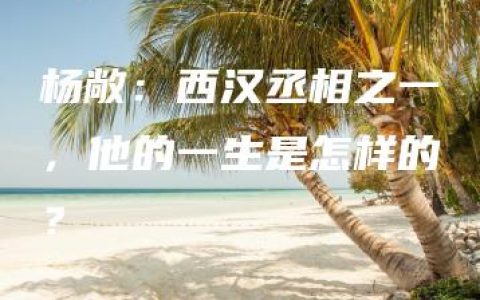 杨敞：西汉丞相之一，他的一生是怎样的？