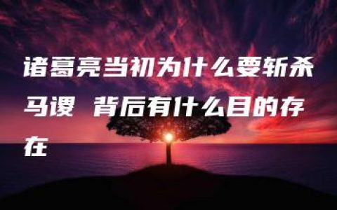 诸葛亮当初为什么要斩杀马谡 背后有什么目的存在