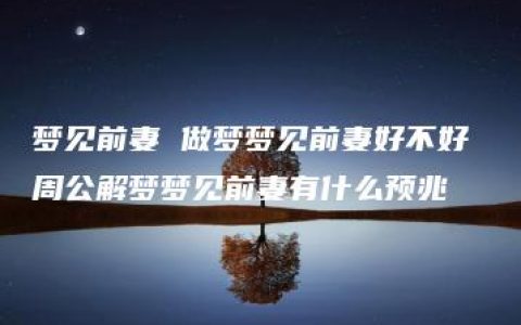 梦见前妻 做梦梦见前妻好不好 周公解梦梦见前妻有什么预兆