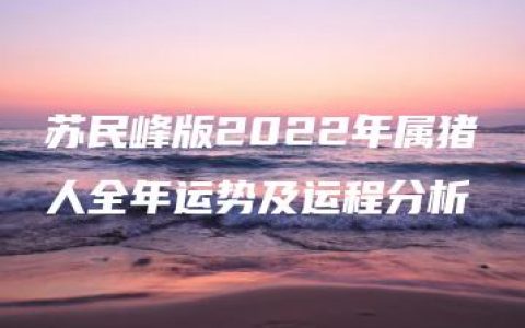 苏民峰版2022年属猪人全年运势及运程分析