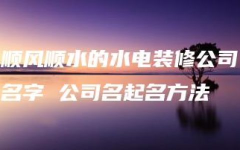 顺风顺水的水电装修公司名字 公司名起名方法