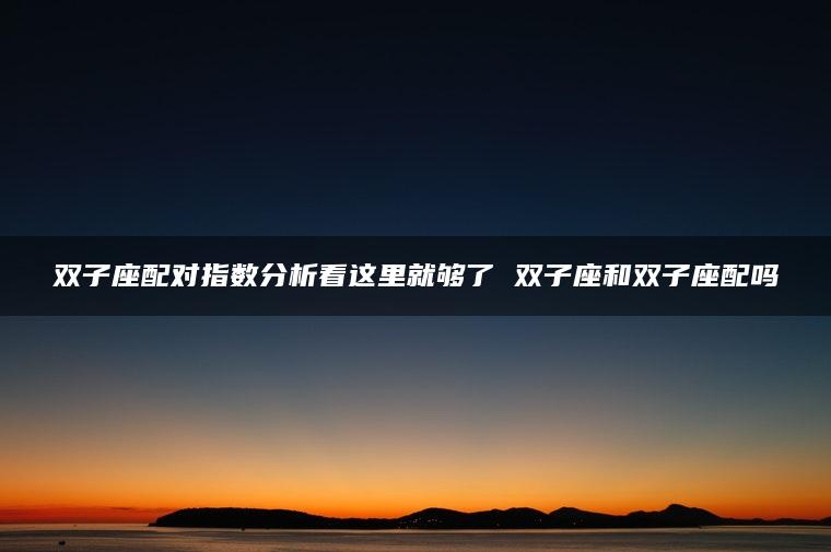 双子座配对指数分析看这里就够了 双子座和双子座配吗