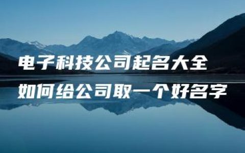 电子科技公司起名大全 如何给公司取一个好名字