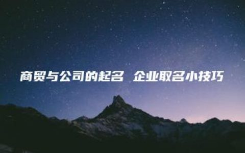 商贸与公司的起名 企业取名小技巧