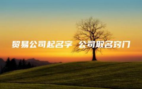 贸易公司起名字 公司取名窍门